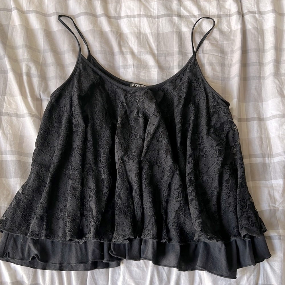 Express Lace flowy black crop top